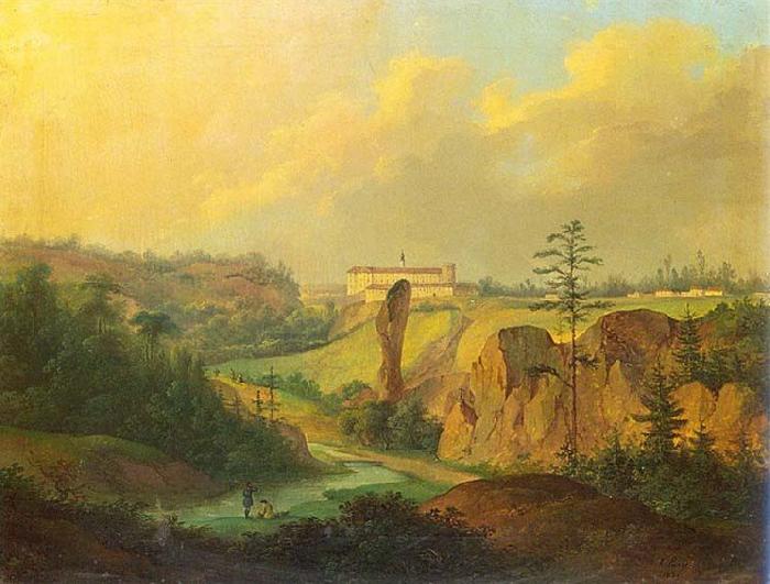 Antoni Lange View from Ojcow - View of Pieskowa Skala Castle. oil painting picture